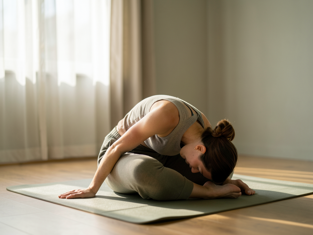 Femme r&eacute;alisant une posture de Yin Yoga en position assise